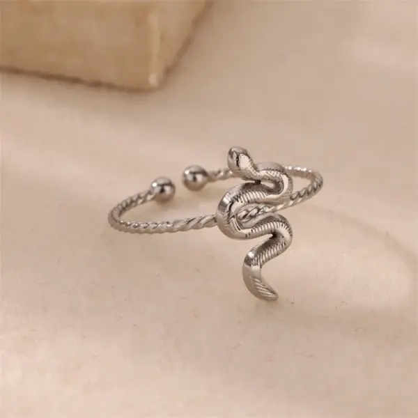 Wholesale PVD Coated Real Gold Plated Snake 304 Stainless Steel Hip-Hop Exaggerated Waterproof Non Tarnish Open Rings