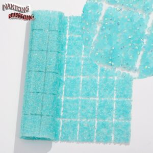 4 lake blue / Flat bottom round hot diamond hot melt square adhesive sticker [full piece 24*40cm small square 3*4cm]