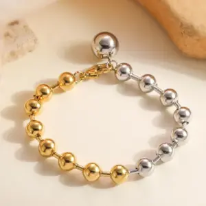 Wholesale Hip-Hop Retro Simple Style Geometric 304 Stainless Steel Beaded Chain Bracelets In Bulk