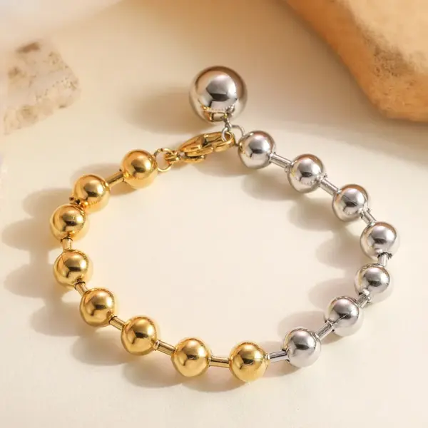 Wholesale Hip-Hop Retro Simple Style Geometric 304 Stainless Steel Beaded Chain Bracelets In Bulk