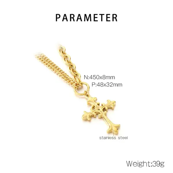 Wholesale Gothic Style Vintage Double Layered Stainless Steel Cross Bone Necklace Lobster Clasp Pendant Necklace For Women All Seasons