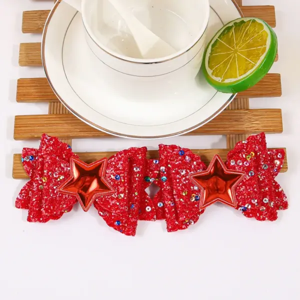 Wholesale Chinese Valentine's Day Bow Hair Clip Children's Onion Pink Star Bow Hair Accessory Festival Hair Accessory