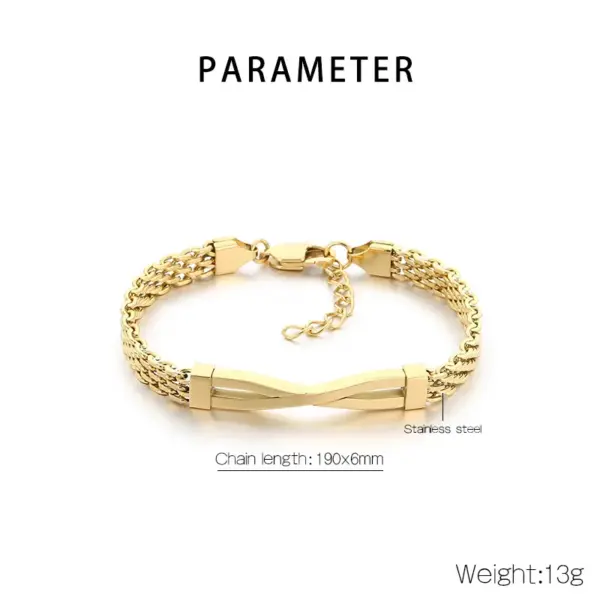 Wholesale Geometric Simple Style Men's Bracelet In 304 Stainless Steel With 18K Real Gold Plated PVD Coating 0.03µm