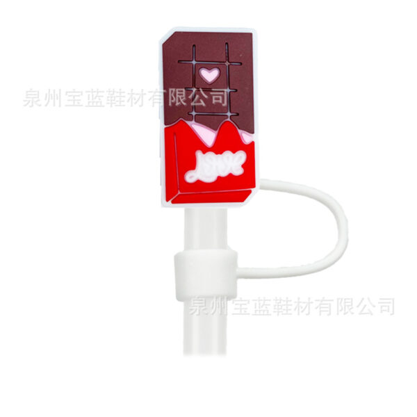 Wholesale Valentine's Day Creative DIY Decoration Food-Grade Silicone 10mm Drink Straw Dust Plug Dust Cap Accessories
