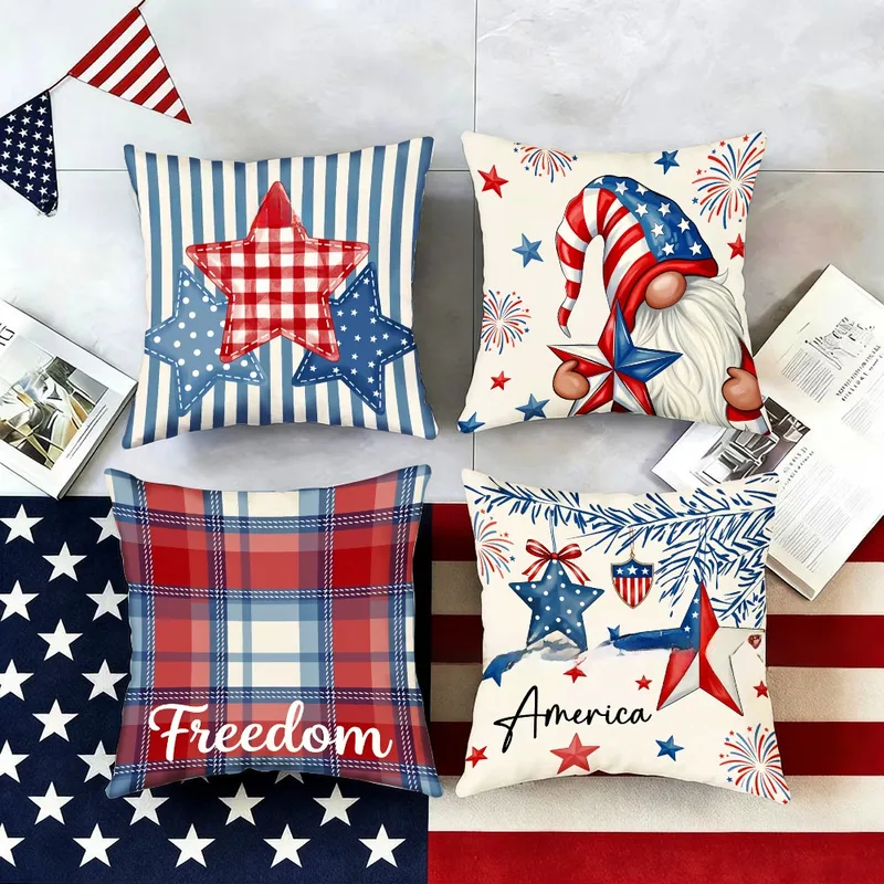 Wholesale Plush Household Pillow Case Featuring American Flag Pattern, Perfect For Independence Day Decor