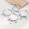 Wholesale Unisex New Style Butterfly Bangle Bracelet With Beading And Rhinestone Inlay In Natural Pink Alloy