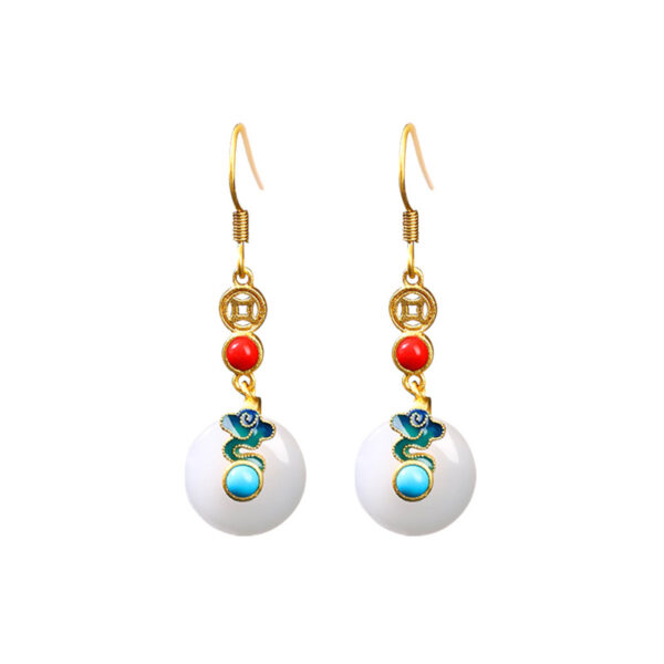 oly-e85a28b6f950d07459fde33daf708014 Wholesale Niche Design Xiangyun Ping An Buckle Imitation Jade Elegant 925 Silver Needle Earrings