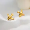 Wholesale 1 Pair Retro Airplane Plating 304 Stainless Steel 316 Stainless Steel 18K Gold Plating In The Furnace Ear Studs