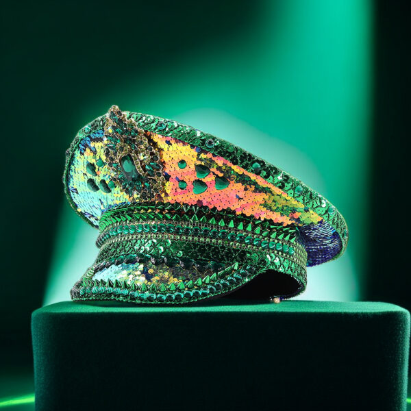 Wholesale Green sequined Festival performance rhinestone all-match diamond-embedded Crown navy hat party Carnival birthday wedding cover