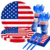 Wholesale Independence Day Flag Theme Disposable Tableware Set Paper Plates Paper Cups Tableware Set Celebration Supplies Suitable For Party Activities
