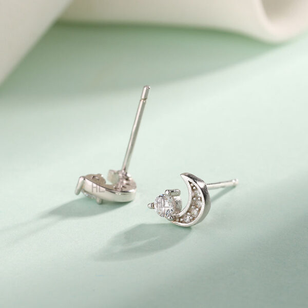 oly-e8965e43d603a2ed9dfc0a57b68cc586 Wholesale S925 Sterling Silver Inlaid Moon Silver Ear Stud Women's Light Luxury High-end Sense Earrings Small Elegant Fashion Niche Earrings