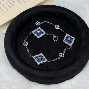Sl025 white gold blue peter three flower bracelet