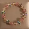 Wholesale Sweet Style Strawberry Crystal Flower Bracelet Versatile Pendant Charm For Girlfriend Best Friend Matching Jewelry Gift