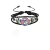Wholesale National Flag PU Leather Bracelets With Leather Rope Chain, Unisex Cartoon Style Wristbands