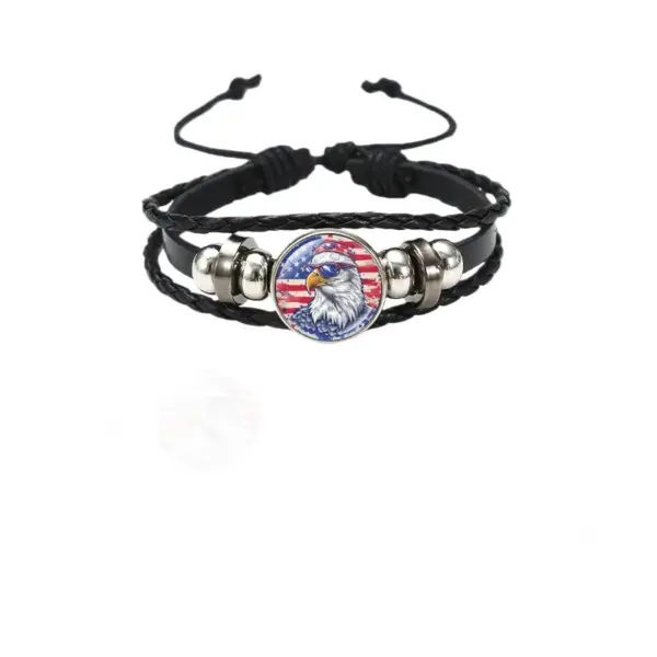 Wholesale National Flag PU Leather Bracelets With Leather Rope Chain, Unisex Cartoon Style Wristbands