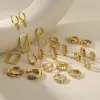 Wholesale Copper Geometric Electroplating Artificial Gemstones 18K Real Gold Plated Elegant Retro Lady Earrings