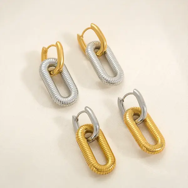 oly-e8b03bebe32bcd7d843422a88492cb3e Wholesale Ion Plating (IP) 18K Gold Plated U Shape 304 Stainless Steel Hip-Hop Oversized Waterproof Non Tarnish Earrings