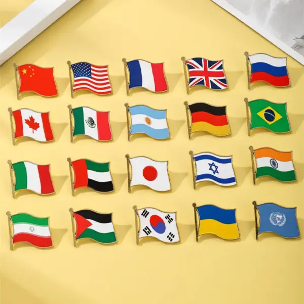 oly-e8c6a1132ba2db2b90c8852a3e7db0bc Wholesale National Flag Cartoon Pinback Badge Metal Pin Featuring Stamping Craft In Multicolor