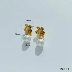 White Natural Stone Flower Earrings D2961