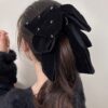 oly-e8d6c6cc2b33361d8d989cd4c79a69d1 Wholesale French High-grade Velvet Bow Grab Clip Style Head Refined Hairpin Shiny Rhinestone Elegant Headwear