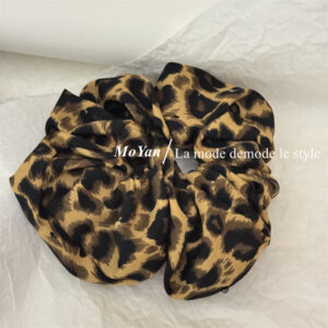 Dark leopard print hair tie