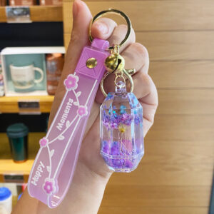 Hexagon bottle dried flower quicksand-purple