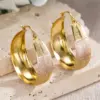 Wholesale Three-dimensional Geometric Earrings For Women In Copper With KC Golden Plated Water Plating And 0.03µm Thickness
