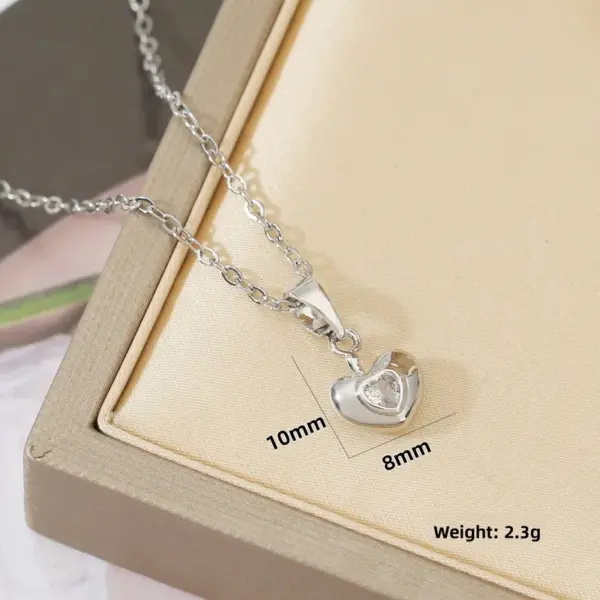 Wholesale Heart Shape Necklace For Women In Copper With Zircon Inlay, Available In Golden Color