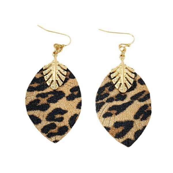 Wholesale leopard leaf earrings fashion simple cold temperament unique high creative sense earrings 4369
