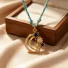 Wholesale Devil's Eye Pendant Necklace For Women, 304 Stainless Steel With 18K Real Gold Plated PVD Coating, Zircon Inlay, Twisted Rope Chain