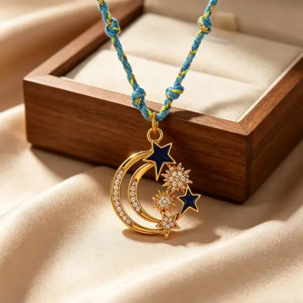 Wholesale Devil's Eye Pendant Necklace For Women, 304 Stainless Steel With 18K Real Gold Plated PVD Coating, Zircon Inlay, Twisted Rope Chain