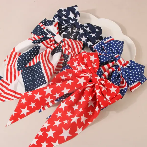 Wholesale 75th National Day Ribbon Headband Flag Star Adult Party Bow Hair Accessory Hair Clip
