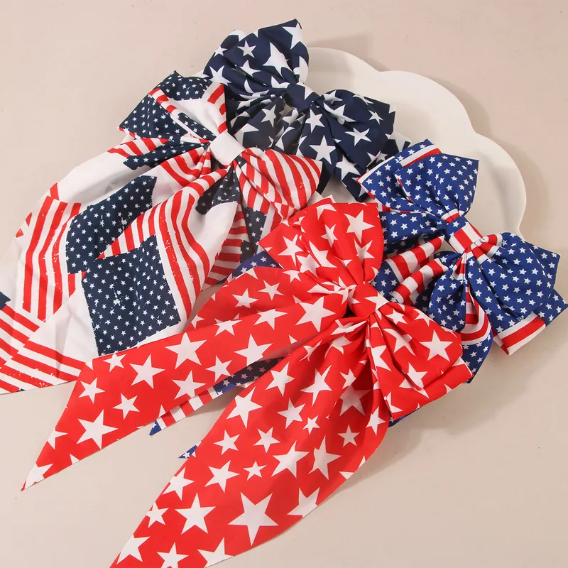Wholesale 75th National Day Ribbon Headband Flag Star Adult Party Bow Hair Accessory Hair Clip