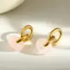 Wholesale Circle Stud Earrings For Women, 18K Gold Plated 0.03µm, Natural Stone, 304 Stainless Steel