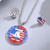Wholesale Unisex Jewelry Set Featuring American Flag Pattern With White K Plated Metal And Asymmetrical Design On Cable Chain