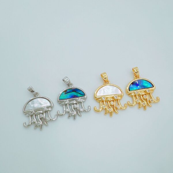 oly-e92c0d18669da3e10a8deb8f8b3a05ba Wholesale Electroplated copper micro-set zircon seashell jellyfish pendant, Ocean series necklace