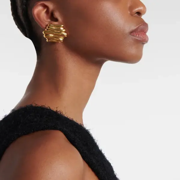 Wholesale Copper Irregular PVD Coated 18K Real Gold Plated Retro British Style Ear Studs
