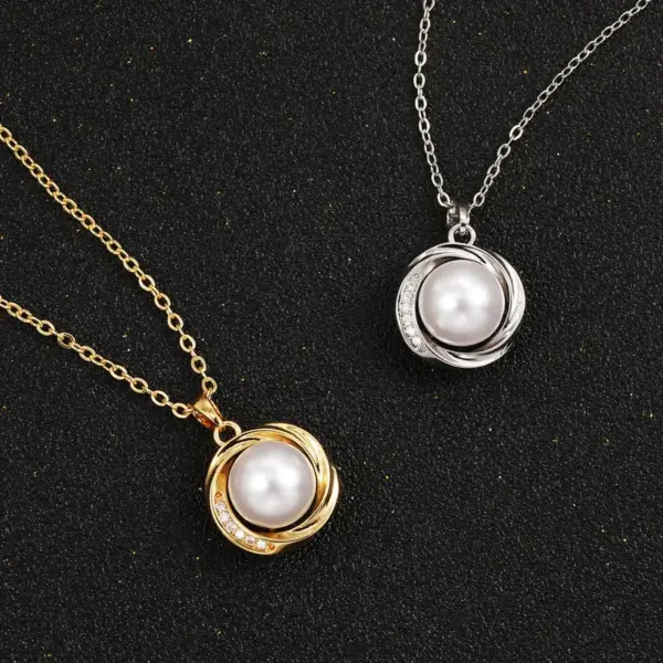 Wholesale Spiral Pendant Necklace For Women With Imitation Pearl And Rhinestones On A Cable Chain