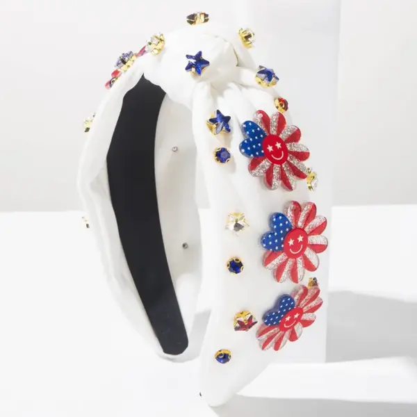 Wholesale American Flag Hair Band For Women In Red Cloth With Rhinestones, Perfect For Independence Day