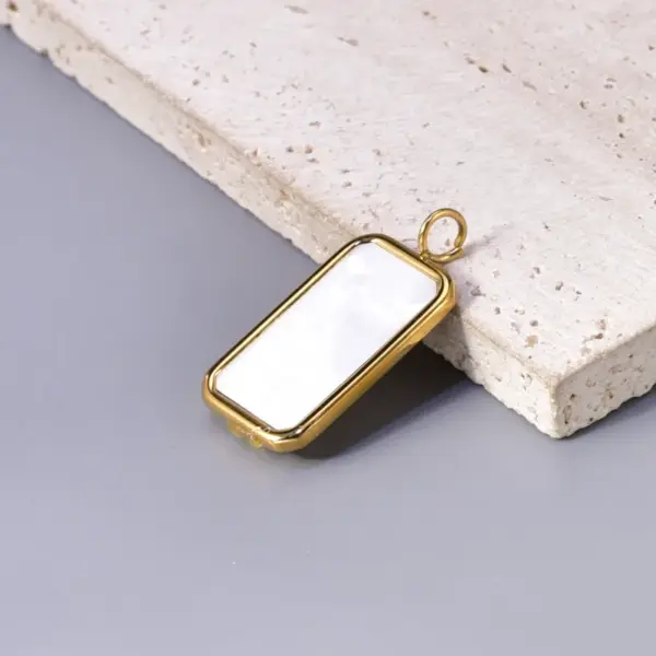 Wholesale 304 Stainless Steel Square PVD Coated Shell 18K Real Gold Plated 18K Gold Simple Style Waterproof Non Tarnish Plating Inlay Gold Drop Earrings