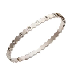 Honeycomb with diamonds silver / 18K vacuum plating