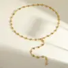 Wholesale Vacuum-plated (in-furnace) With 18K Real Gold On 304 Stainless Steel—elegant, Vintage, And Romantic Oval, Heart-shaped, And Diamond-inspired Chain Necklace With Lobster Clasp, Available In Gold, Perfect For Women