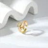 Wholesale Adjustable Size Open Moon Ring Fashion Retro Gold Surface Cute Style Geometry Pattern Copper Material Unisex Birthday Gift Daily Accessory For All Seasons