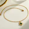 Wholesale Round Jewelry Set With Bezel Setting, 18K Gold Plated 304 Stainless Steel, PVD Coated, Zircon, Cable Chain
