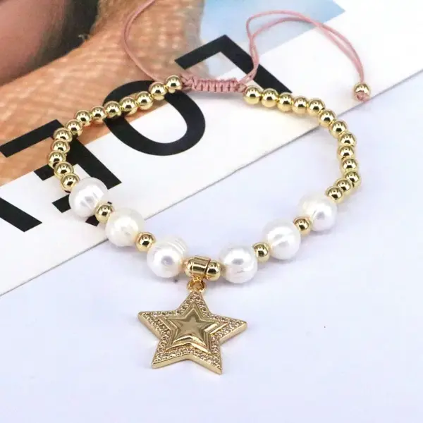 Wholesale Vintage Style Star Copper Plating Inlay Zircon Bracelets