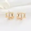 Wholesale Geometric Stud Earrings In Copper With Zircon Inlay, Featuring 925 Sterling Silver Ear Pins, Available In Gold With Simple Style