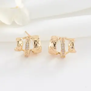 Wholesale Geometric Stud Earrings In Copper With Zircon Inlay, Featuring 925 Sterling Silver Ear Pins, Available In Gold With Simple Style