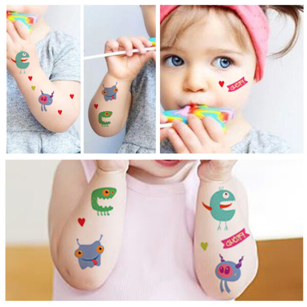 Wholesale quick hair children tattoo stickers cartoon little monster cute face arm funny personality tattoo stickers