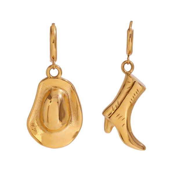 oly-e9a01694258f5b746045e814585d0074 Wholesale 18K Cowboy Boots Explosions Earrings Plated Small Gold Personality Hat Earrings Women's Western Stainless Steel Fashion