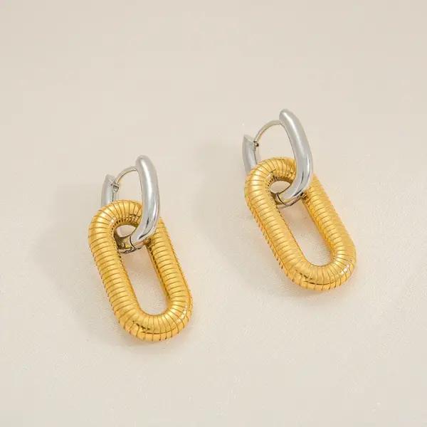 oly-e9a71afd96d3054a858c38ec3b6192af Wholesale Ion Plating (IP) 18K Gold Plated U Shape 304 Stainless Steel Hip-Hop Oversized Waterproof Non Tarnish Earrings